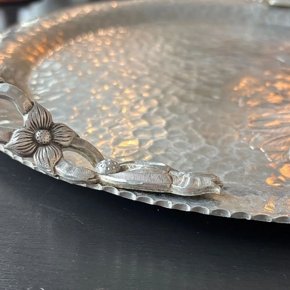 VTG *Rodney Kent* Hand Wrought Hammered Aluminum Round Serving Tray/Platter
